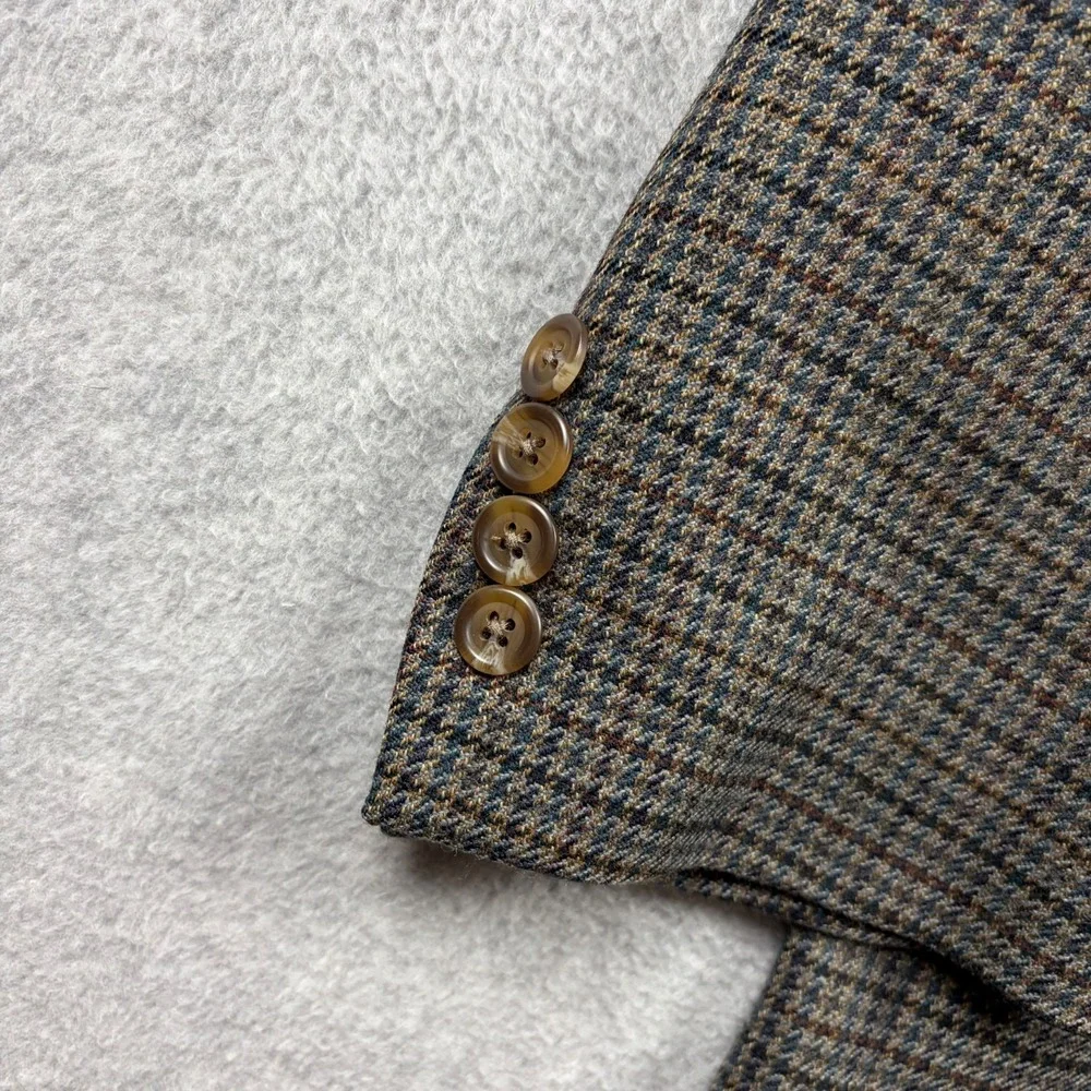 Lauren Ralph Lauren Blazer Mens 46R Brown Gun Club Check Wool Sport Coat Trad